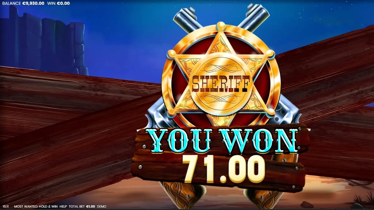 Most Wanted: Hold & Win slot game interface